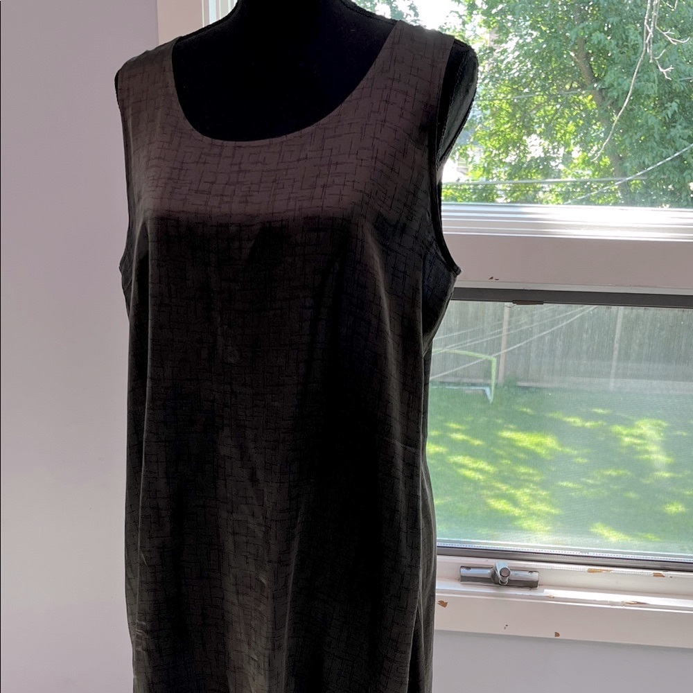 Eileen Fisher Black and Brown Patterned Tank Tunic Shift L